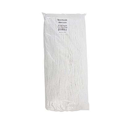 Boardwalk Premium Cut-End Wet Mop Heads, Rayon, 20oz, White, 12/Carton (BWK220RCT)