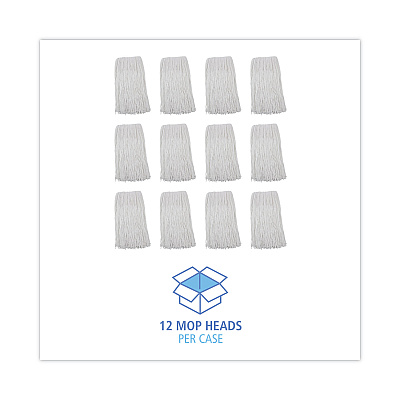Boardwalk Premium Cut-End Wet Mop Heads, Rayon, 20oz, White, 12/Carton (BWK220RCT)