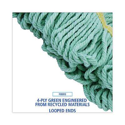 Boardwalk EcoMop Looped-End Mop Head, Recycled Fibers, Large Size, Green, 12/Carton (BWK1200LCT)