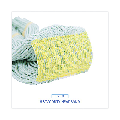 Boardwalk EcoMop Looped-End Mop Head, Recycled Fibers, Large Size, Green, 12/Carton (BWK1200LCT)