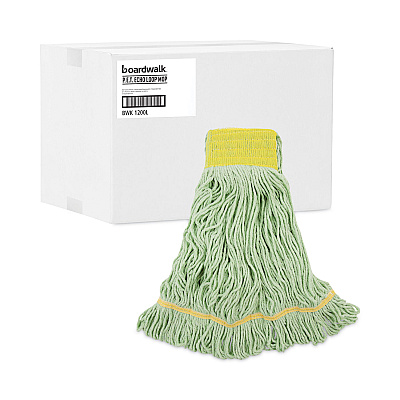 Boardwalk EcoMop Looped-End Mop Head, Recycled Fibers, Large Size, Green, 12/Carton (BWK1200LCT)
