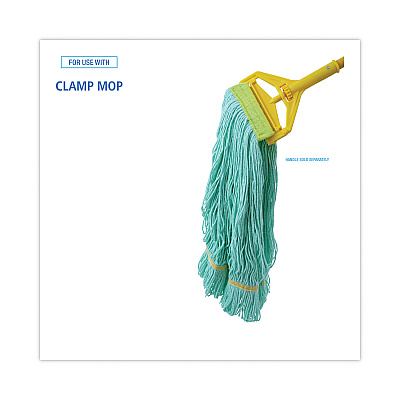 Boardwalk EcoMop Looped-End Mop Head, Recycled Fibers, Medium Size, Green, 12/Carton (BWK1200MCT)