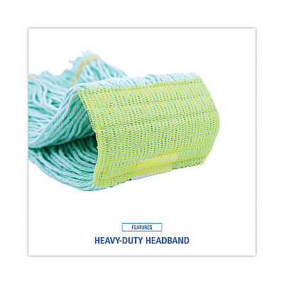 Boardwalk EcoMop Looped-End Mop Head, Recycled Fibers, Medium Size, Green, 12/Carton (BWK1200MCT)