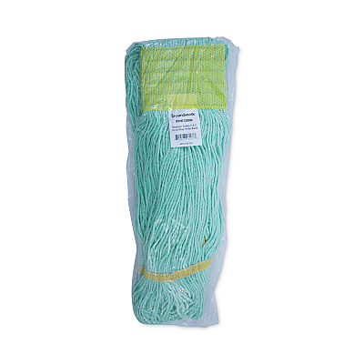 Boardwalk EcoMop Looped-End Mop Head, Recycled Fibers, Medium Size, Green, 12/Carton (BWK1200MCT)