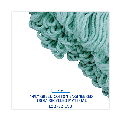 Boardwalk EcoMop Looped-End Mop Head, Recycled Fibers, Medium Size, Green (BWK1200MEA)