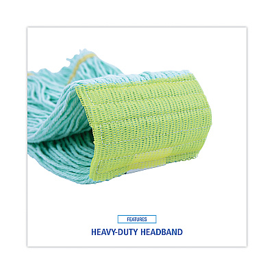 Boardwalk EcoMop Looped-End Mop Head, Recycled Fibers, Medium Size, Green (BWK1200MEA)