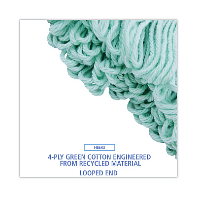 Boardwalk EcoMop Looped-End Mop Head, Recycled Fibers, Extra Large Size, Green (BWK1200XL)