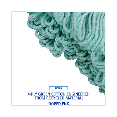Boardwalk EcoMop Looped-End Mop Head, Recycled Fibers, Extra Large Size, Green, 12/CT (BWK1200XLCT)