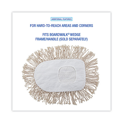 Boardwalk Wedge Dust Mop Head, Cotton, 17.5 x 13.5, White (BWK1491)