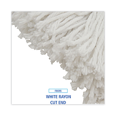 Boardwalk Mop Head, Value Standard Head, Rayon Fiber, Cut-End, Size No. 16, White, 12/Carton (BWK2016R)