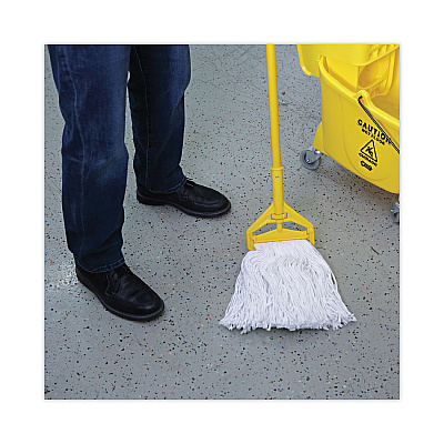 Boardwalk Mop Head, Value Standard Head, Rayon Fiber, Cut-End, Size No. 16, White, 12/Carton (BWK2016R)