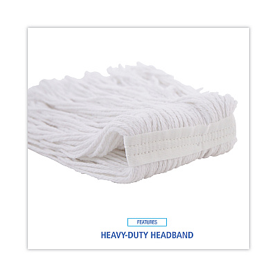Boardwalk Mop Head, Value Standard Head, Rayon Fiber, Cut-End, Size No. 16, White, 12/Carton (BWK2016R)