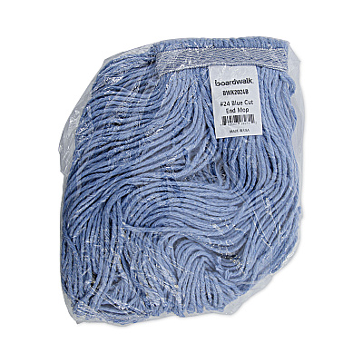 Boardwalk Mop Head, Standard Head, Cotton/Synthetic Fiber, Cut-End, #24, Blue, 12/Carton (BWK2024B)
