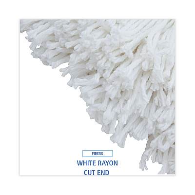 Boardwalk Cut-End Wet Mop Head, Rayon, No. 32, White, 12/Carton (BWK2032RCT)