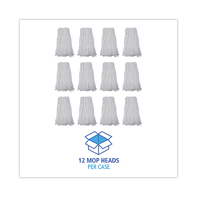 Boardwalk Cut-End Wet Mop Head, Rayon, No. 32, White, 12/Carton (BWK2032RCT)