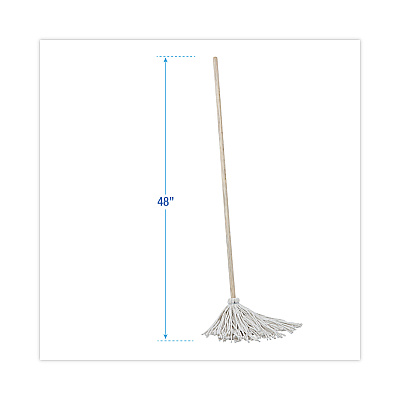 Boardwalk Handle/Deck Mops, #12 White Cotton Head, 48" Natural Wood Handle, 6/Pack (BWK112C)