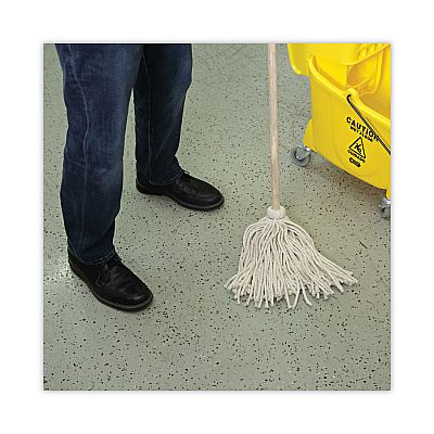 Boardwalk Handle/Deck Mops, #12 White Cotton Head, 48" Natural Wood Handle, 6/Pack (BWK112C)
