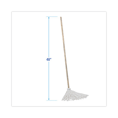 Boardwalk Handle/Deck Mops, #12 White Rayon Head, 48" Natural Wood Handle, 6/Pack (BWK112R)