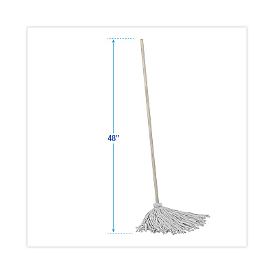 Boardwalk Handle/Deck Mops, #16 White Cotton Head, 48" Natural Wood Handle (BWK116C)