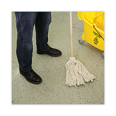 Boardwalk Handle/Deck Mops, #16 White Cotton Head, 48" Natural Wood Handle (BWK116C)