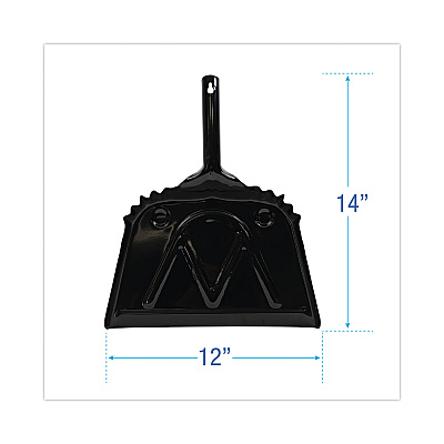 Boardwalk Metal Dust Pan, 12 x 14, 5" Handle, 20-Gauge Steel, Black, 12/Carton (BWK04212)