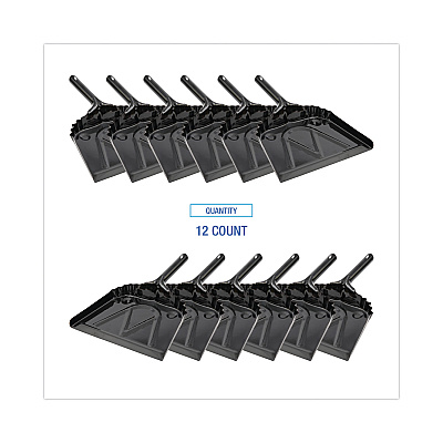 Boardwalk Metal Dust Pan, 12 x 14, 5" Handle, 20-Gauge Steel, Black, 12/Carton (BWK04212)