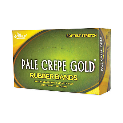 Alliance Rubber Rubber Rubber Pale Crepe Gold Rubber Bands, Size 19, 0.04" Gauge, Golden Crepe, 1 lb Box, 1,890/Box (ALL20195)