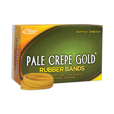 Alliance Rubber Rubber Rubber Pale Crepe Gold Rubber Bands, Size 32, 0.04" Gauge, Golden Crepe, 1 lb Box, 1,100/Box (ALL20325)