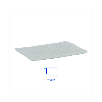 Boardwalk Light Duty Scour Pad, White, 6 x 9, White, 20/Carton (BWK198)
