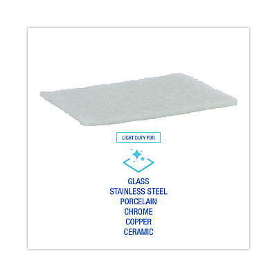 Boardwalk Light Duty Scour Pad, White, 6 x 9, White, 20/Carton (BWK198)