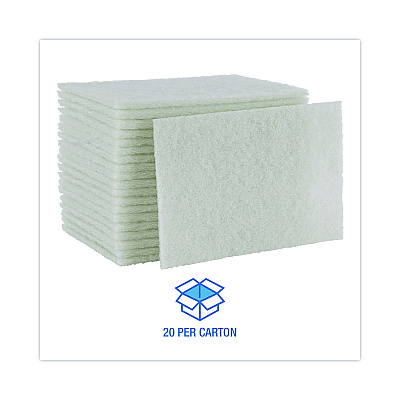 Boardwalk Light Duty Scour Pad, White, 6 x 9, White, 20/Carton (BWK198)