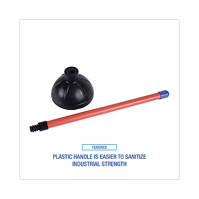 Boardwalk Toilet Plunger, 18" Plastic Handle, 5.63" dia, Red/Black, 6/Carton (BWK09201)