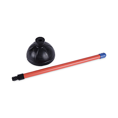 Boardwalk Toilet Plunger, 18" Plastic Handle, 5.63" dia, Red/Black, 6/Carton (BWK09201)