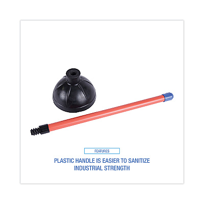 Boardwalk Toilet Plunger, 18" Plastic Handle, 5.63" dia, Red/Black (BWK09201EA)