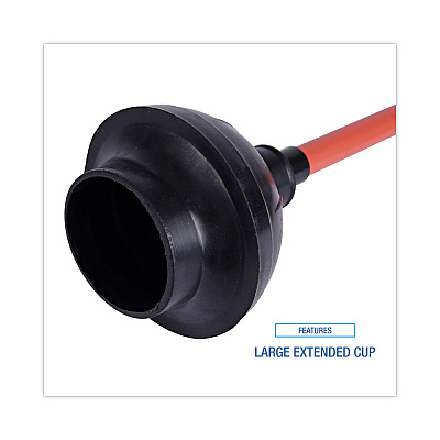 Boardwalk Toilet Plunger, 18" Plastic Handle, 5.63" dia, Red/Black (BWK09201EA)