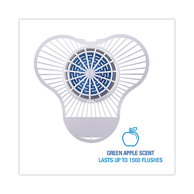 Boardwalk Urinal Screen with Non-Para Cleaner Block, Green Apple Scent, 3.25 oz, Blue/White, 12/Box (BWKNUS)