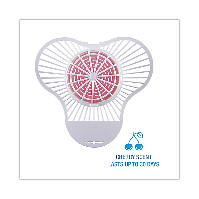 Boardwalk Urinal Screen with Para Deodorizer Block, Cherry Scent, 3 oz, Red/White, 12/Box (BWKPBS)