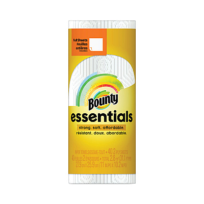 Bounty Essentials Kitchen Roll Paper Towels, 2-Ply, 11 x 10.2, 40 Sheets/Roll (PGC74657RL)