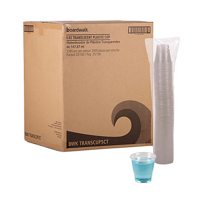 Boardwalk Translucent Plastic Cold Cups, 5 oz, Polypropylene, 100 Cups/Sleeve, 25 Sleeves/Carton (BWKTRANSCUP5CT)