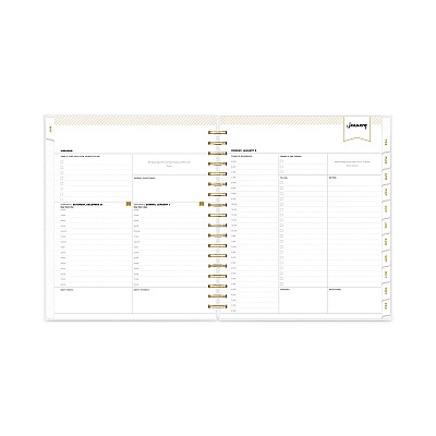 Blue Sky Day Designer Daily/Monthly Frosted Planner, Rugby Stripe Artwork, 10 x 8, Black/White Cover, 12-Month (July-June): 2025-2026 (137885)