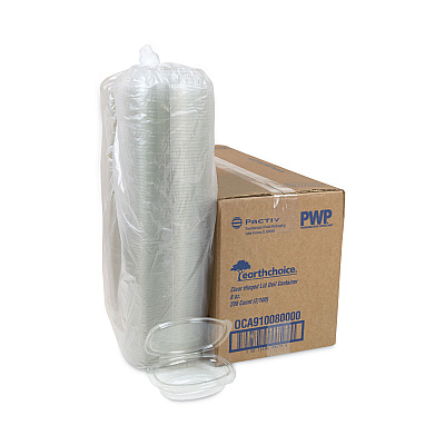 Pactiv Evergreen EarthChoice Recycled PET Hinged Container, 8 oz, 4.92 x 5.87 x 1.32, Clear, Plastic, 200/Carton (PCT0CA910080000)