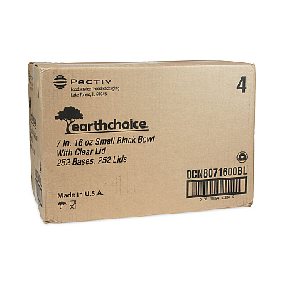 Pactiv Evergreen EarthChoice MealMaster Container with Lid, 16 oz, 7 x 7 x 1.8, Black/Clear, Plastic, 252/Carton (PCT0CN8071600BL)