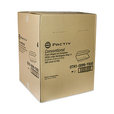 Pactiv Evergreen Foam Hinged Lid Containers, Single Tab Lock Hoagie, 9.75 x 5 x 3.25, White, 560/Carton (PCT0TH10099Y000)