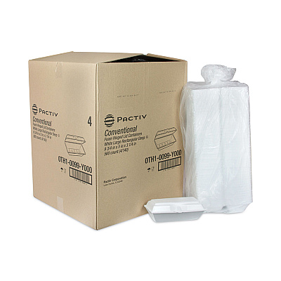 Pactiv Evergreen Foam Hinged Lid Containers, Single Tab Lock Hoagie, 9.75 x 5 x 3.25, White, 560/Carton (PCT0TH10099Y000)