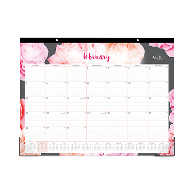 Blue Sky Joselyn Desk Pad, Rose Artwork, 22 x 17, White/Pink/Peach Sheets, Black Binding, Clear Corners, 12-Month (Jan to Dec): 2026 (102714)