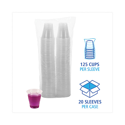 Boardwalk Translucent Plastic Cold Cups, 3 oz, Polypropylene, 125 Cups/Sleeve, 20 Sleeves/Carton (BWKTRANSCUP3CT)