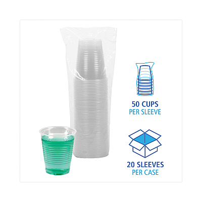 Boardwalk Translucent Plastic Cold Cups, 12 oz, Polypropylene, 50 Cups/Sleeve, 20 Sleeves/Carton (BWKTRANSCUP12CT)