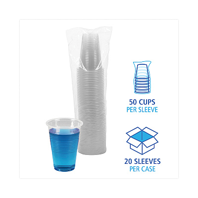 Boardwalk Translucent Plastic Cold Cups, 16 oz, Polypropylene, 50 Cups/Sleeve, 20 Sleeves/Carton (BWKTRANSCUP16CT)
