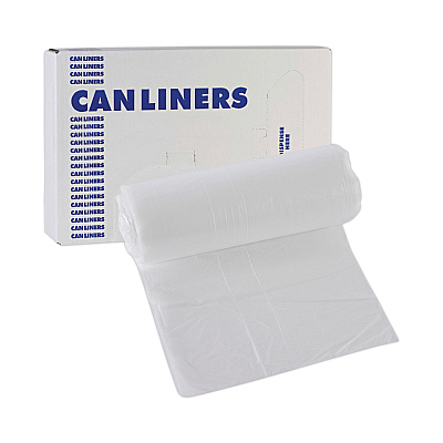 Boardwalk High-Density Can Liners, 16 gal, 6 mic, 24" x 33", Natural, Perforated Roll, 50 Bags/Roll, 20 Rolls/Carton (BWK243306)