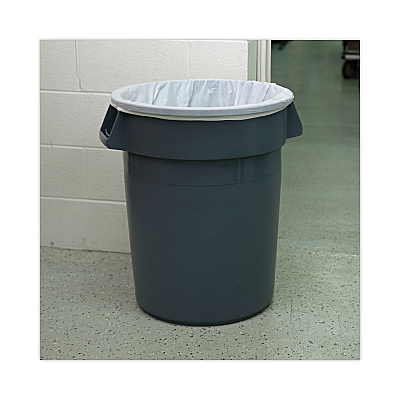 Boardwalk High-Density Can Liners, 33 gal, 14 mic, 33" x 38", Natural, Perforated Roll, 25 Bags/Roll, 10 Rolls/Carton (BWK334016)